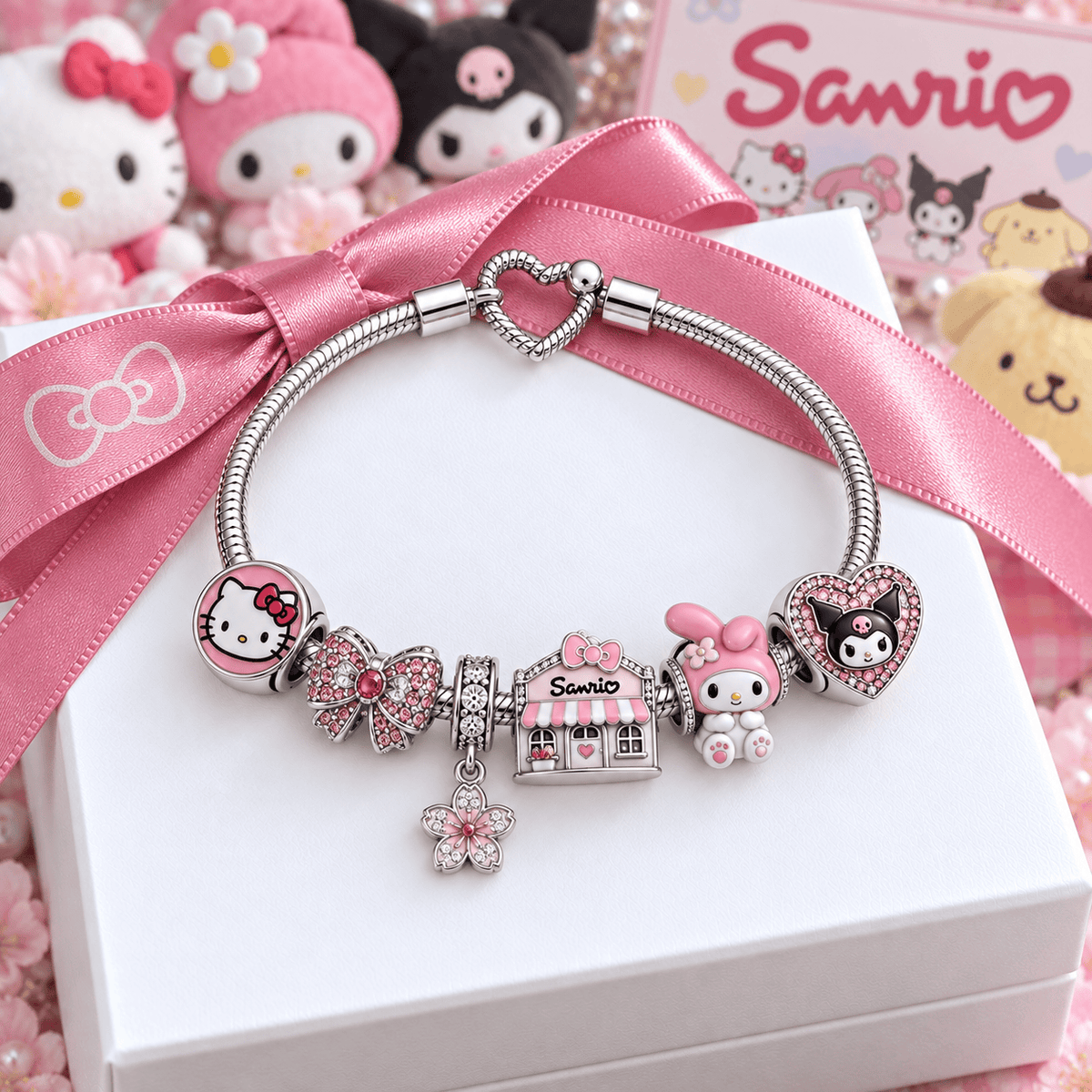 SRIO Silver Charm Bracelet Set VTH