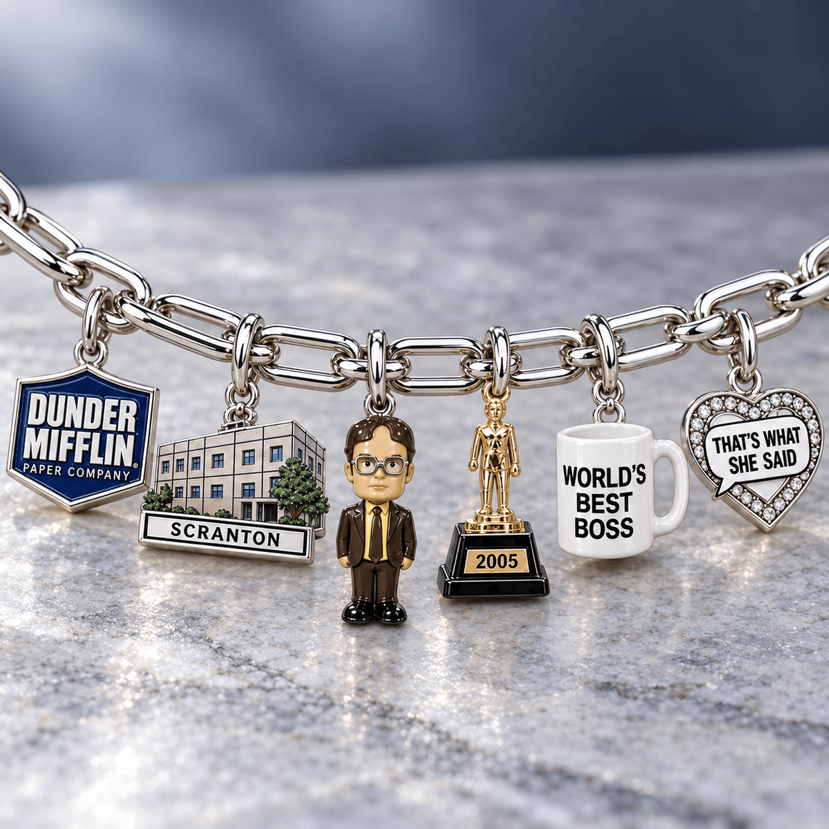 TOF Silver Charm Bracelet Set NTVA
