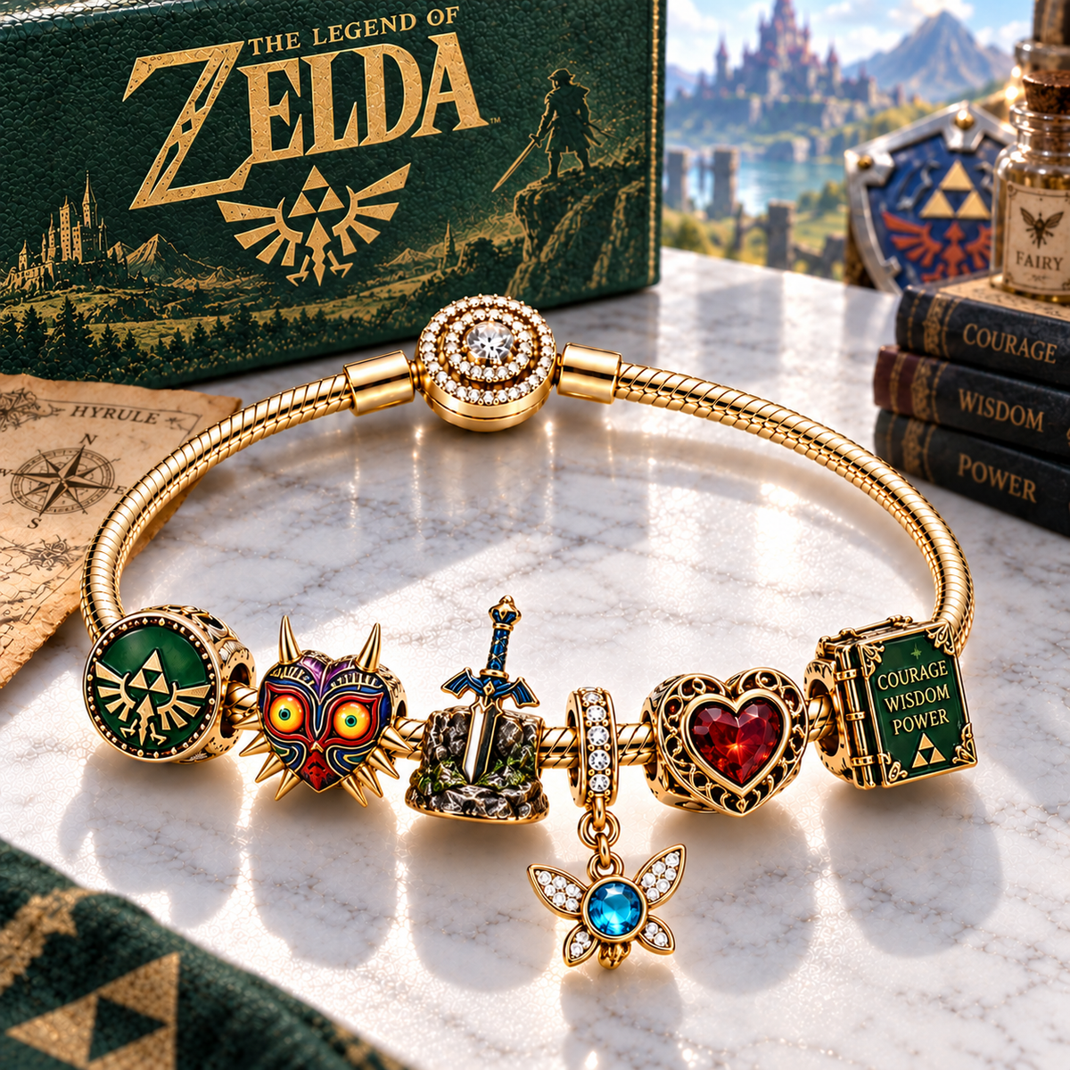TLOZ Gold Charm Bracelet Set PTT