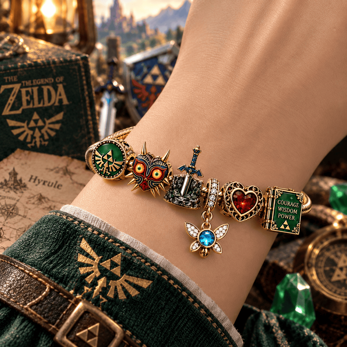 TLOZ Gold Charm Bracelet Set PTT