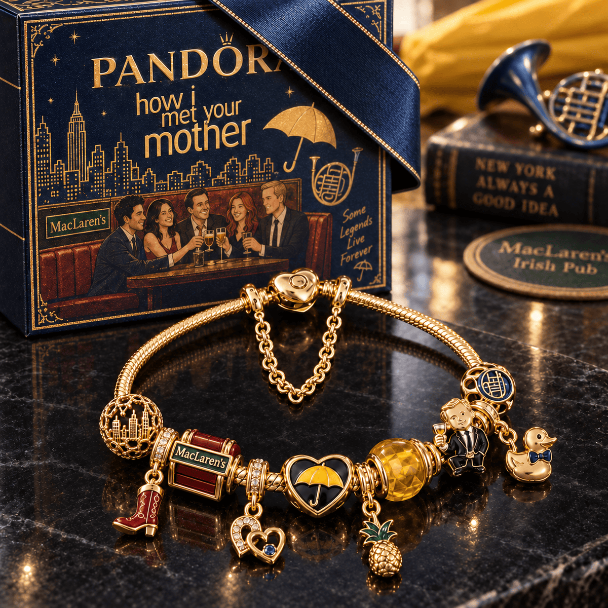 HIMYM Gold Charm Bracelet Set PTKL