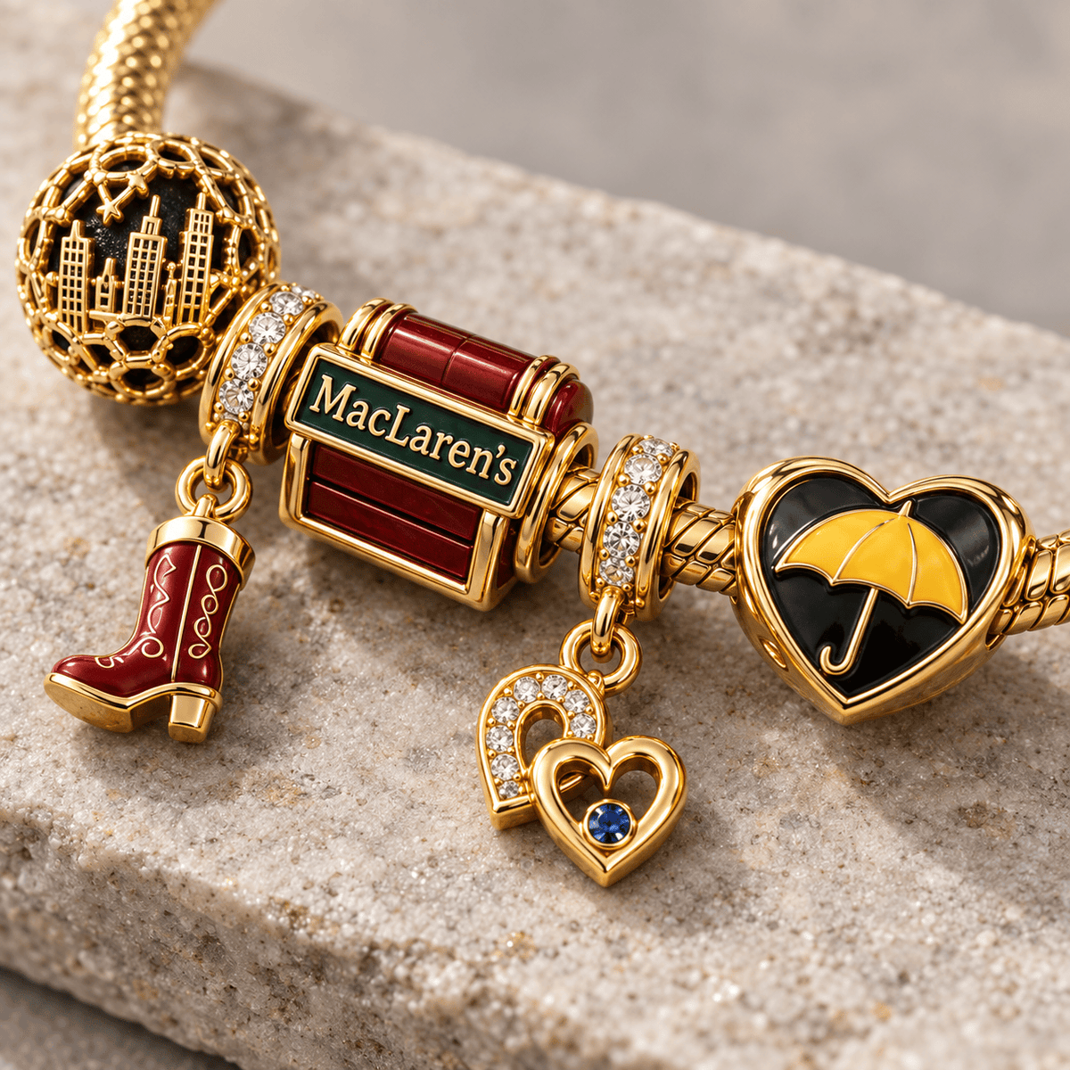 HIMYM Gold Charm Bracelet Set PTKL