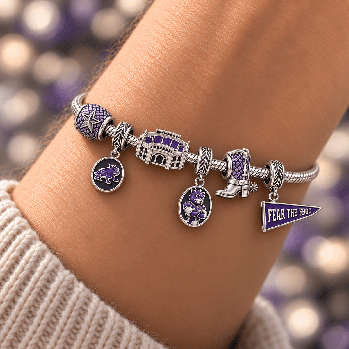 TCU Silver Charm Bracelet Set HQH