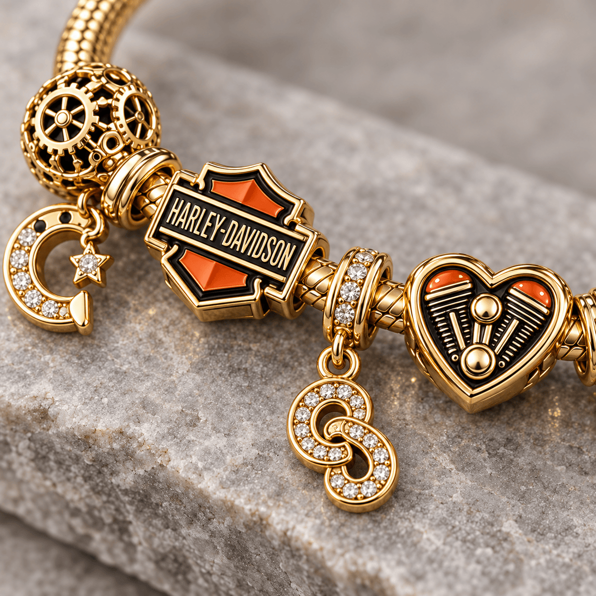 HLDV Gold Charm Bracelet Set PTKL