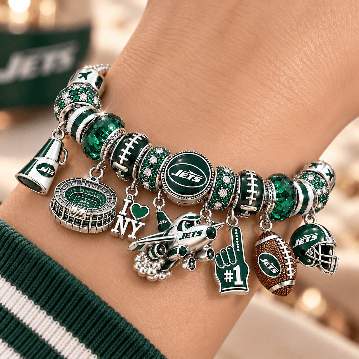 NYJ Silver Charm Bracelet Set NTTB