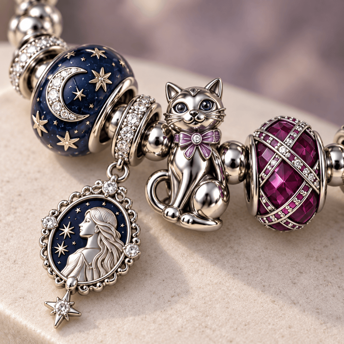 TLSW Silver Charm Bracelet Set NTTB
