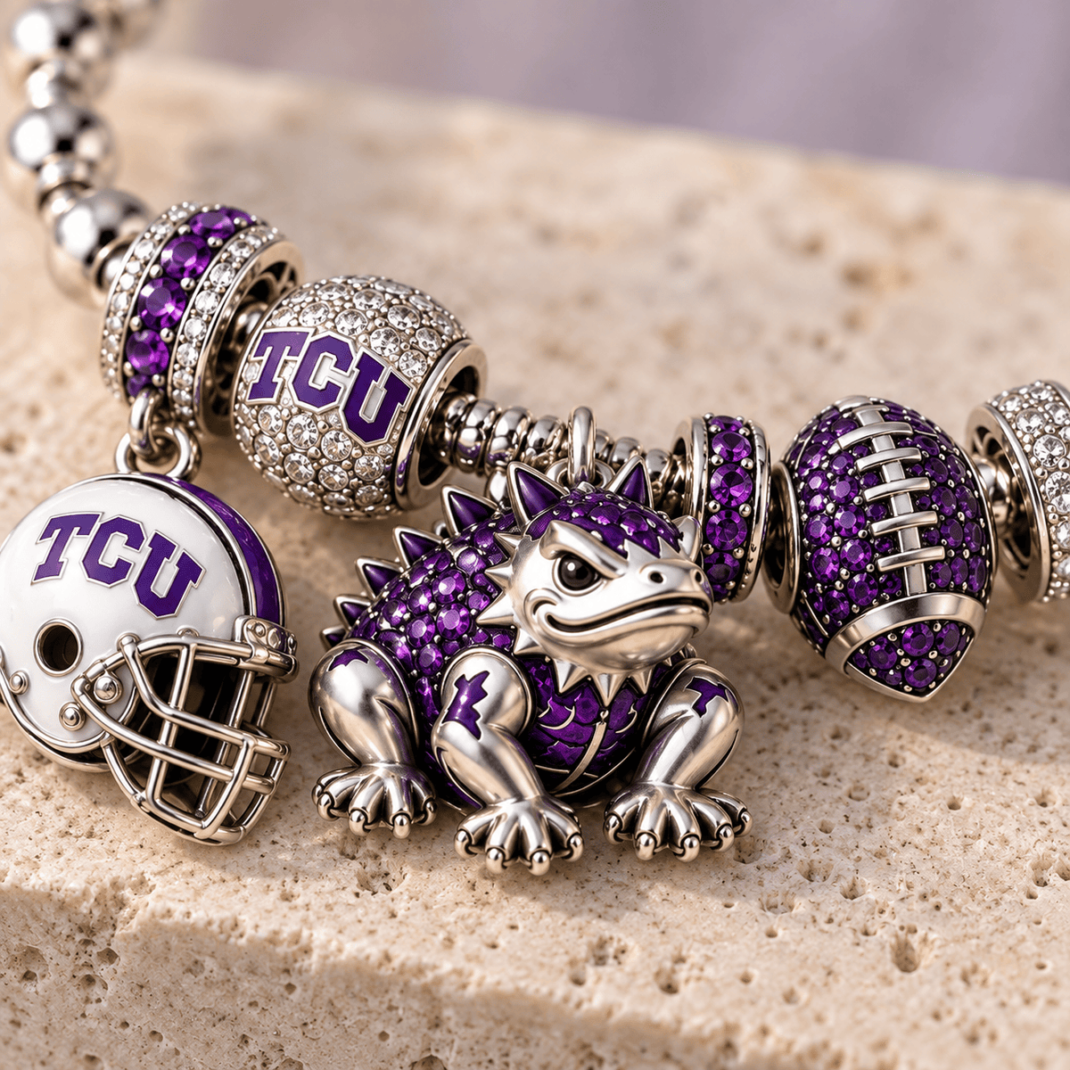 TCU Silver Charm Bracelet Set NTTB
