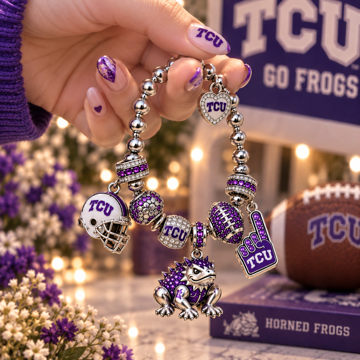 TCU Silver Charm Bracelet Set NTTB