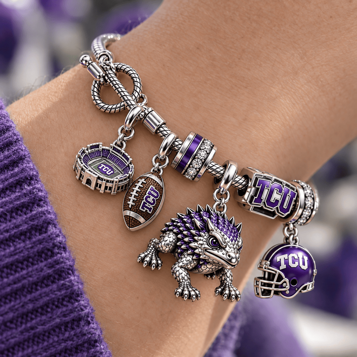 TCU Silver Charm Bracelet Set NTTB