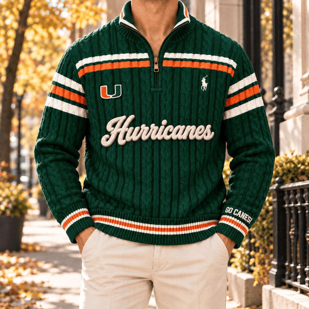 MHC PREMIUM Varsity Cable-Knit Quarter-Zip Sweater NHVH